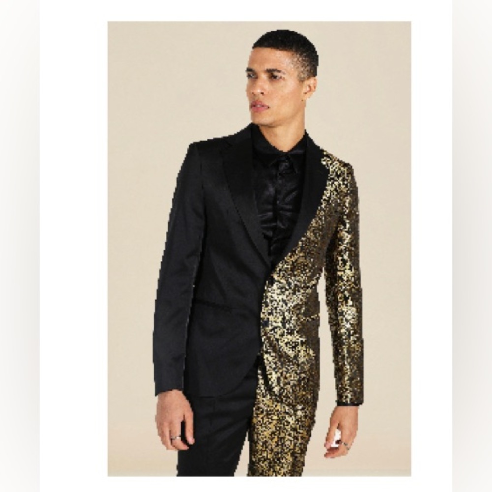 Slim Spliced Jacquard Suit